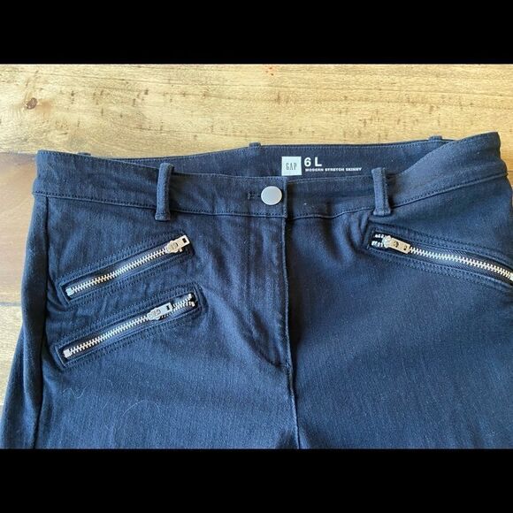 Black GAP modern stretch skinny jeans size 6L - Picture 2 of 5